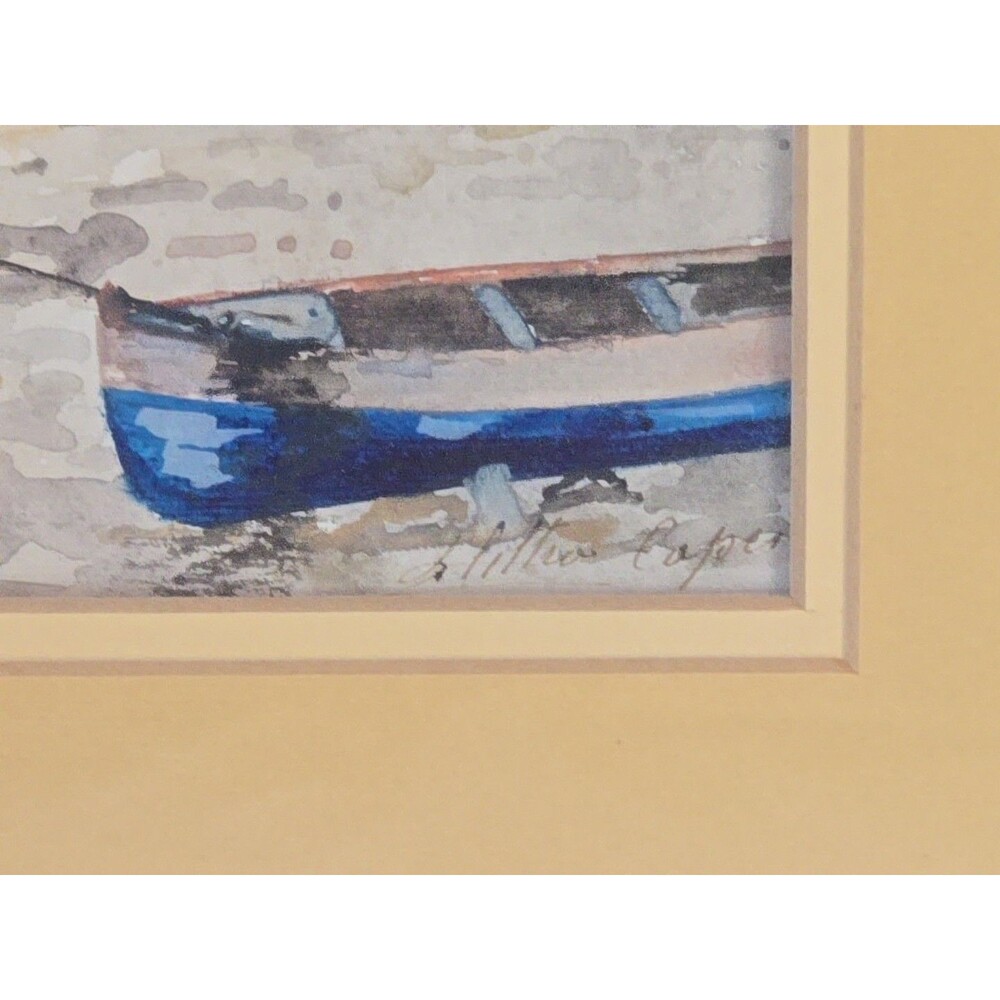 signed watercolor painting 6x9; Framed 13.5x10.5 Mediterranean Boats - Picture 3 of 5